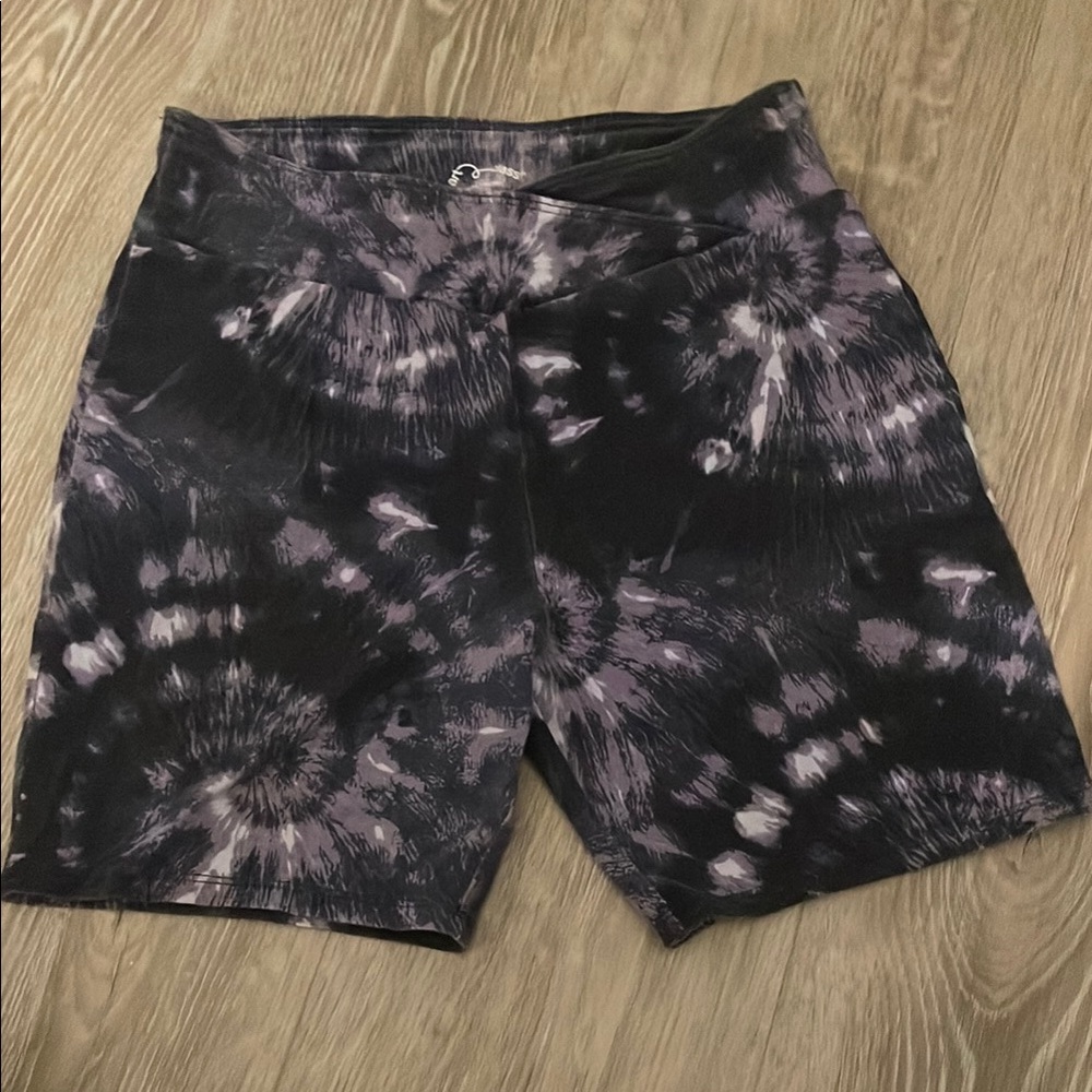 Tie-Dye Black and Purple Shorts